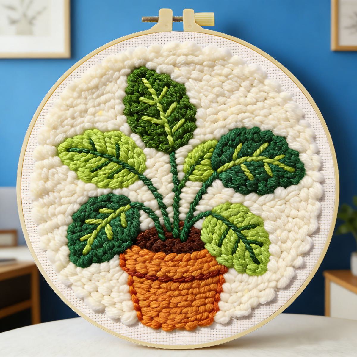 Is Sewing Textile Art - Set Kit Sulaman Jarum Punch Daun