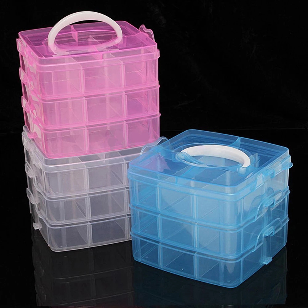 Bobbin Organizer Box - 3 Lapisan 18 Kompartemen Kotak Penyimpanan