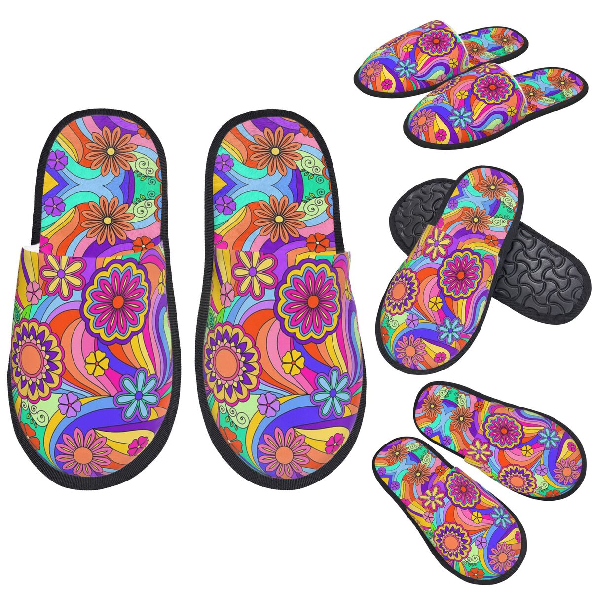Sewing Custom - Sandal Rumah Wanita Motif Bunga Psychedelic
