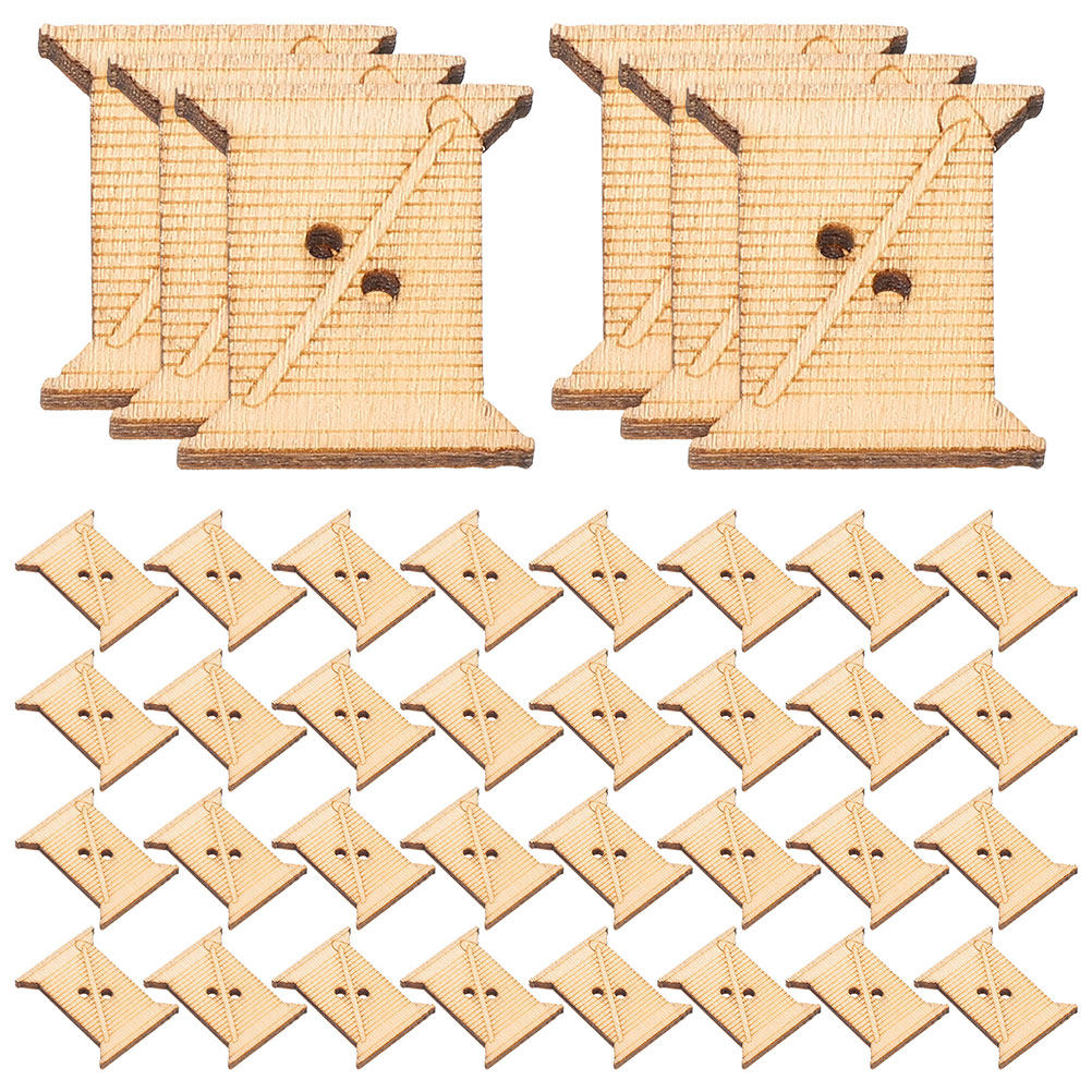 Bobbin Organizer Box - 100Pcs Kartu Gulung Benang Bordir Kayu,