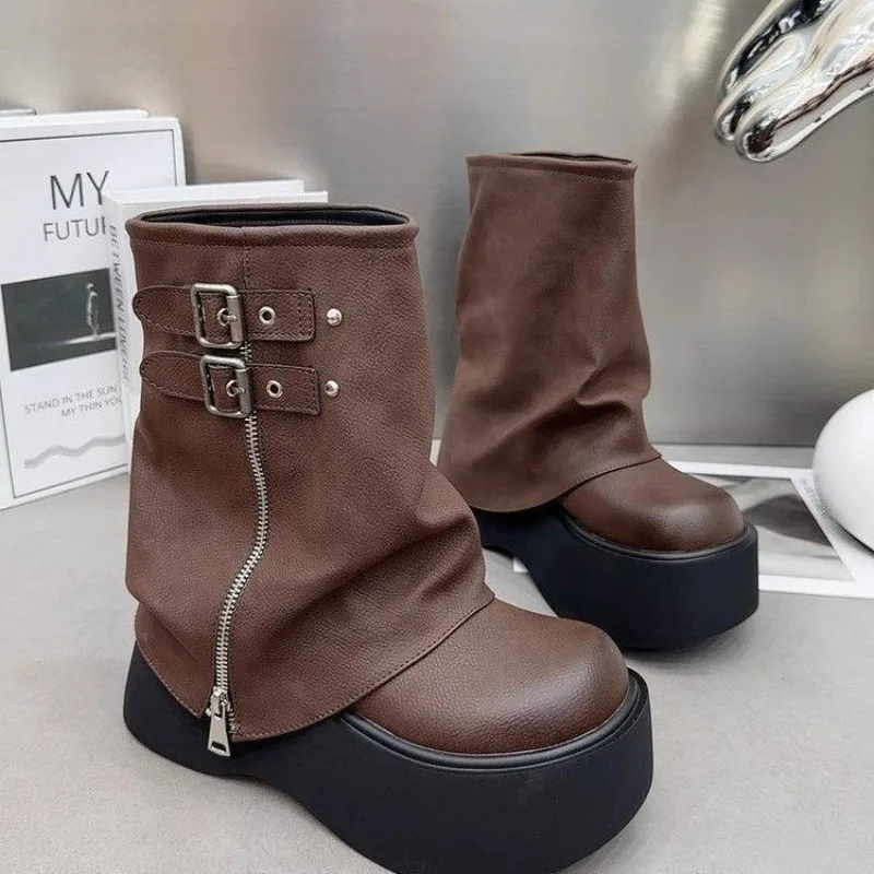 Sewing Zipper - Sepatu bot pendek untuk wanita, sepatu