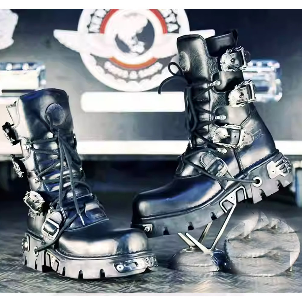 Sewing Zipper - Sepatu Bot Motor Punk Pria Terbaru,