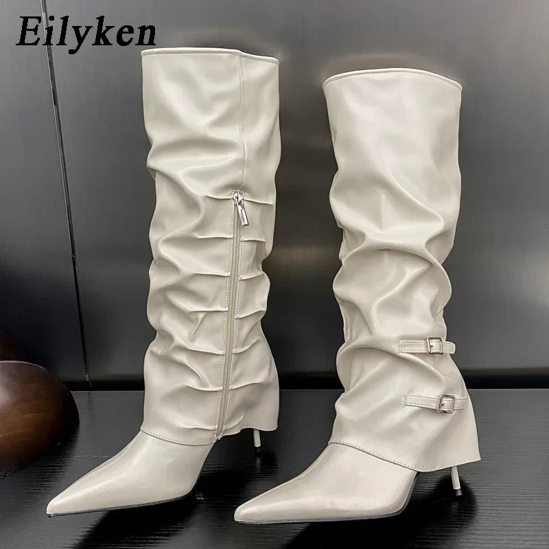 Sewing Zipper - Eilyken Sepatu Bot Setinggi Lutut Wanita