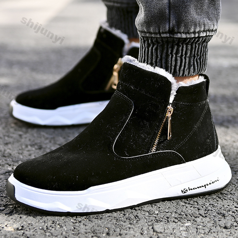 Sewing Zipper - Sepatu bot salju tebal untuk pria,