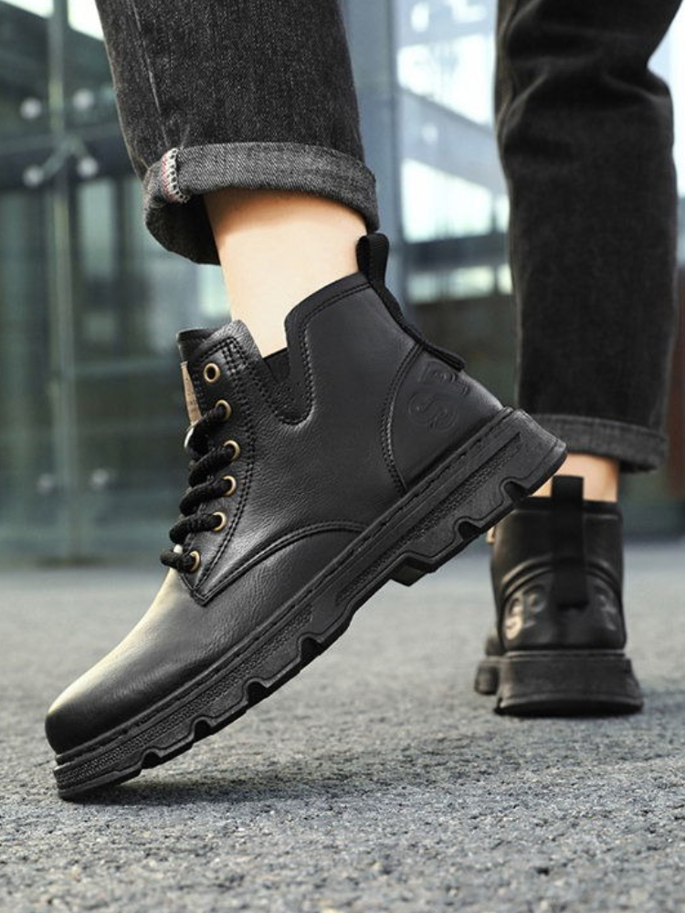 ​ Sepatu Boots Kulit Pria Mode - Sewing Zipper ulasan dan harga