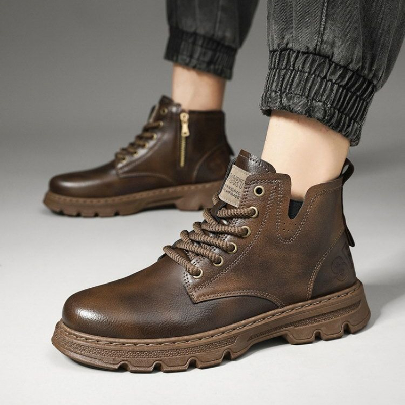 ​ Sepatu Boots Kulit Pria Mode - Sewing Zipper ulasan dan harga