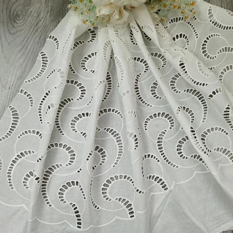 Kain katun 100% bersulam denga - Sewing Eyelet Fabric ulasan dan harga