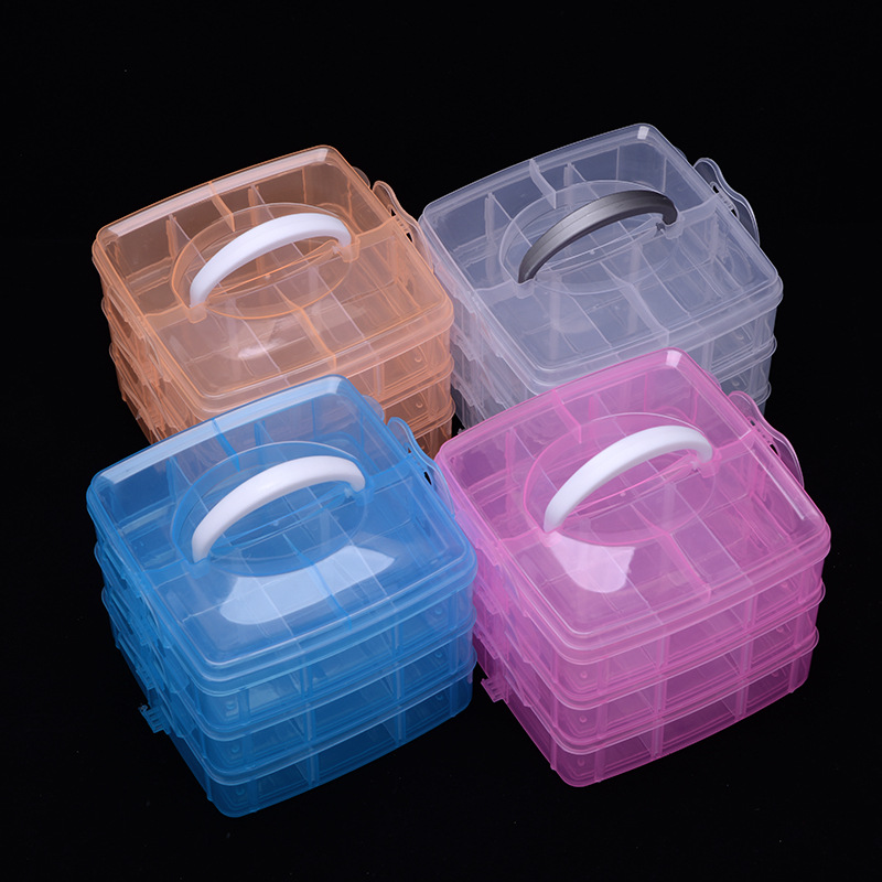3 Lapisan 18 Kompartemen Kotak - Bobbin Organizer Box ulasan dan harga