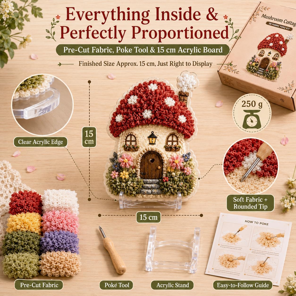 Kit Seni Poke Kain 3D DIY Ruma - Is Sewing Textile Art ulasan dan harga