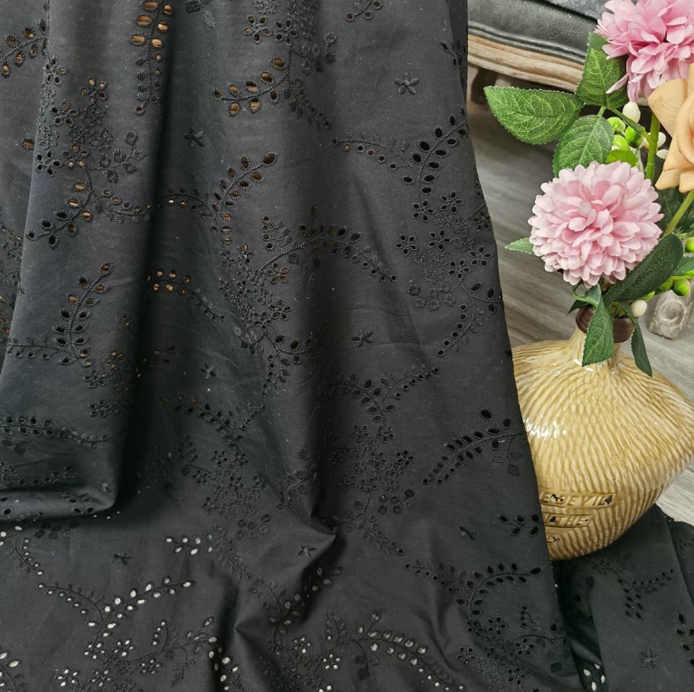 Kain renda bordir bunga berlub - Sewing Eyelet Fabric ulasan dan harga