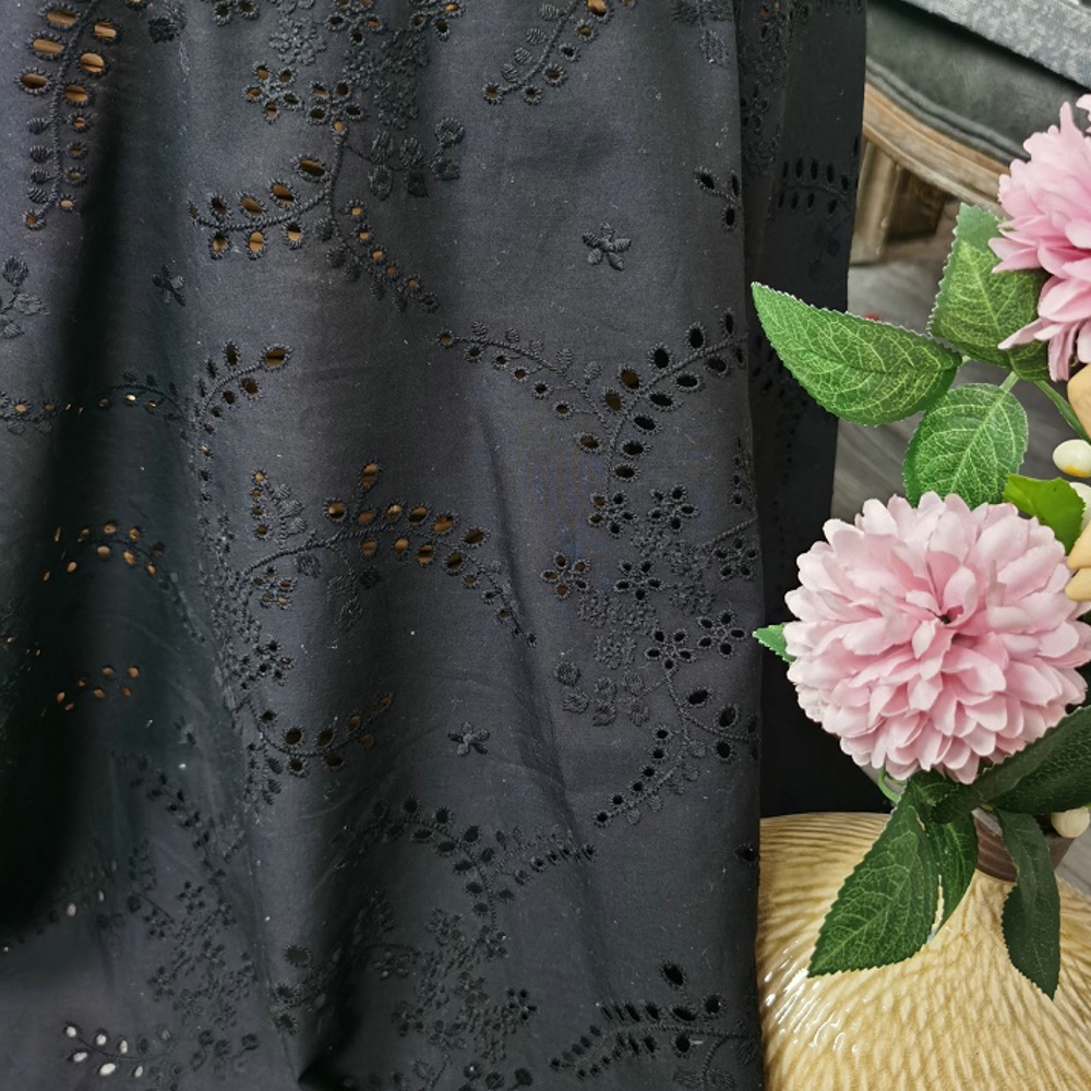 Kain renda bordir bunga berlub - Sewing Eyelet Fabric ulasan dan harga