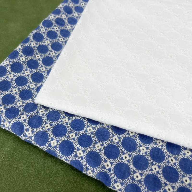 Kain Denim Katun Bordir Lubang - Sewing Eyelet Fabric ulasan dan harga